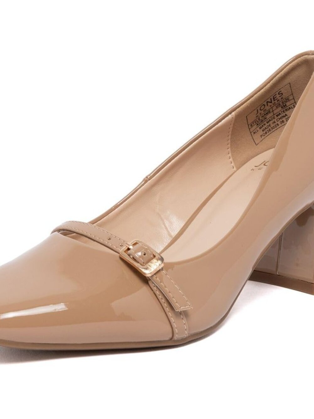 Jones New York Beige Block Heel Glossy Dress Shoes Size 8.5M